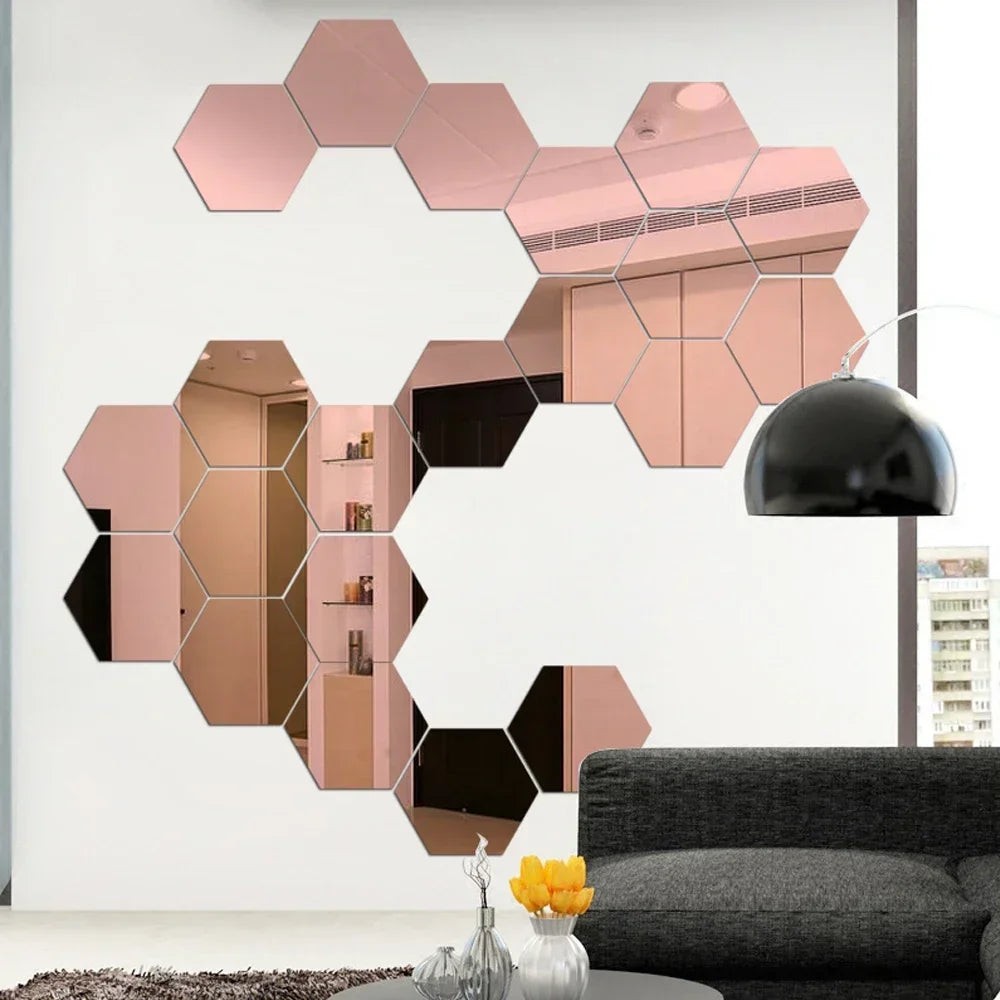 Hexagon 3D Mirror Wall Sticker