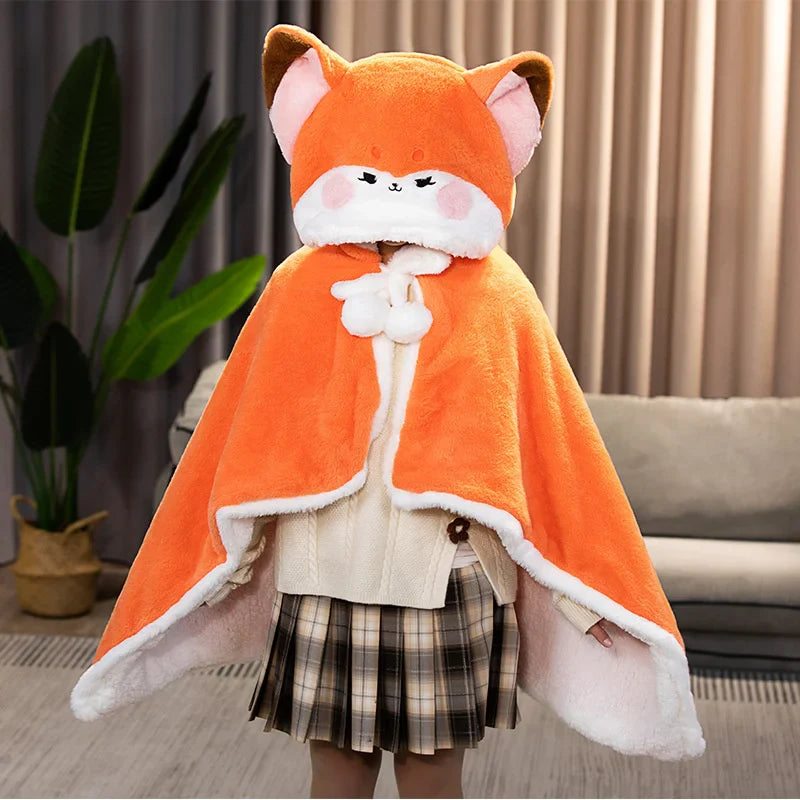 Cartoon Cute Seal Cat Hooded Blanket