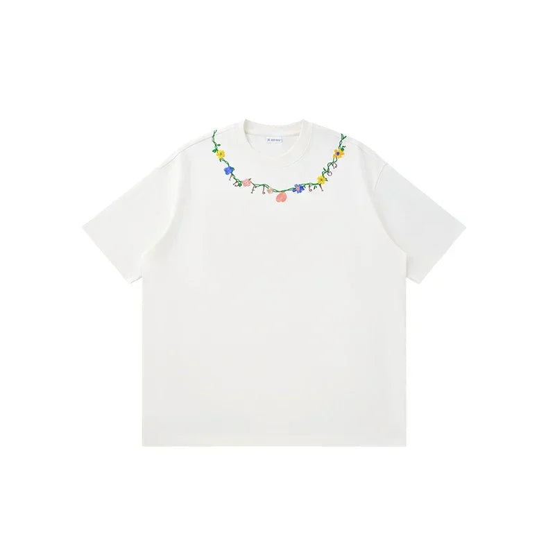 Floral Chain Embroidery T-shirt