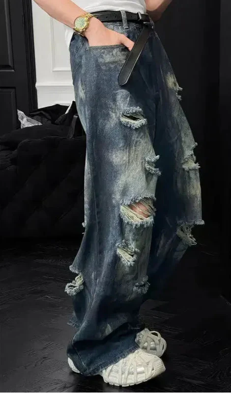 Dark Blue Ripped Distressed Jeans