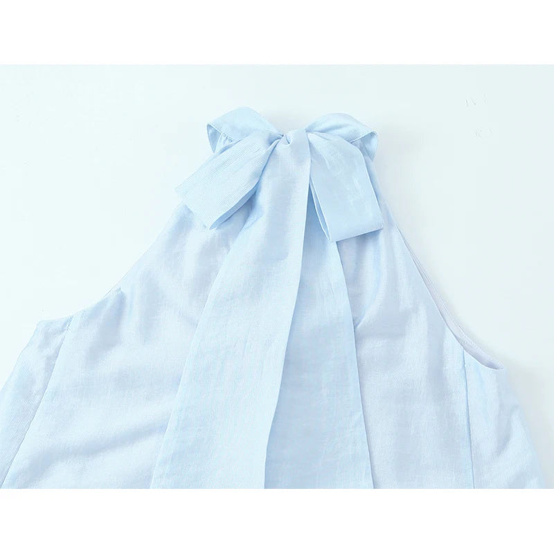 Light Blue Midi Summer Vacation Dress