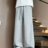 Solid Black Elastic Waist Baggy Pants