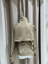 Belted Double Breasted Stand Collar Trench Coat