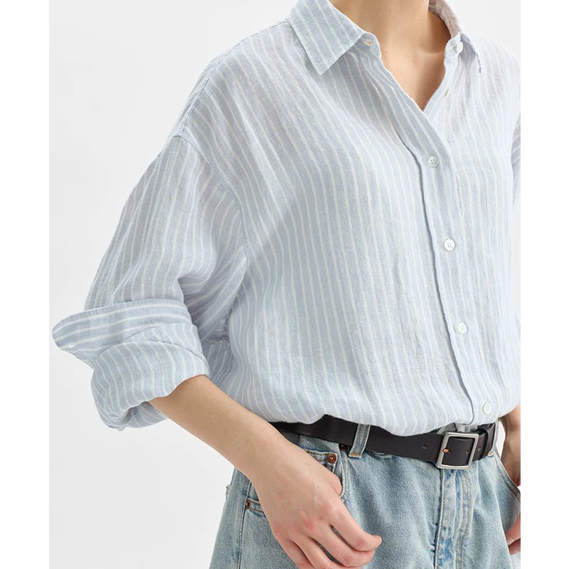 Women's Old Money Striped Long-Sleeve Shirt