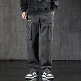 Faded Straight Leg Cargo Jeans