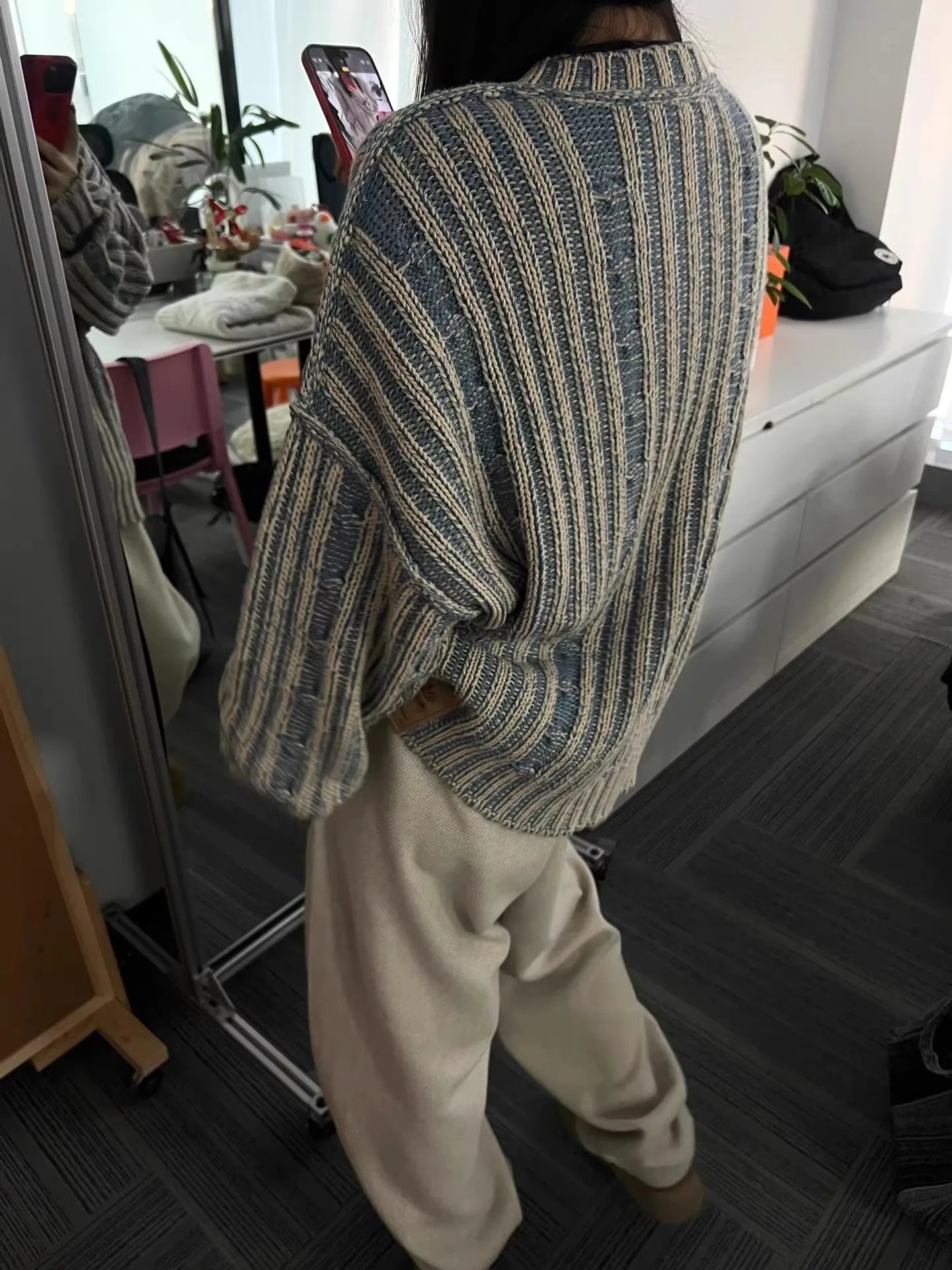 Retro Striped Contrast Color Knitted Sweaters