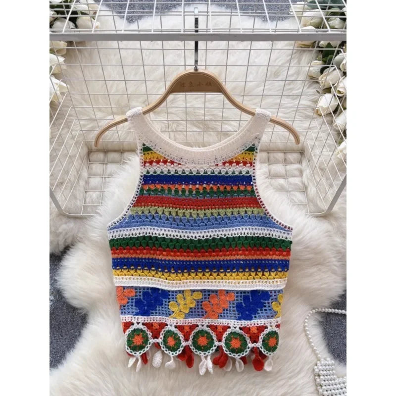Vintage Knitted Retro Crochet Women Tank Tops