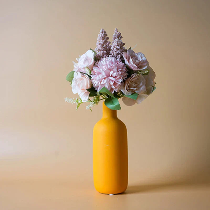 Vintage Nordic Ceramic Vase With Dry Flower