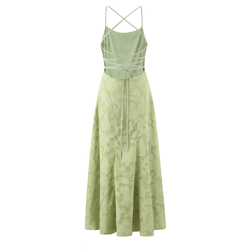 Sexy Backless Party Green Long Dress