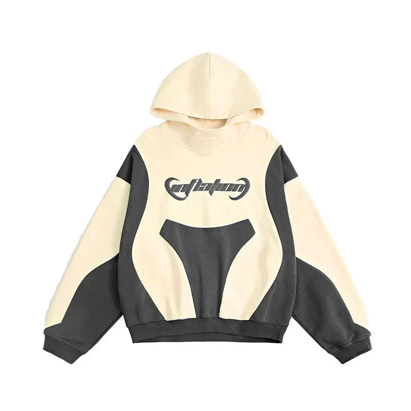Vintage Distressed Puff Patchwork Hoodie