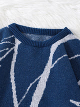 Weirdcore Abstract Pattern Round Neck Sweater