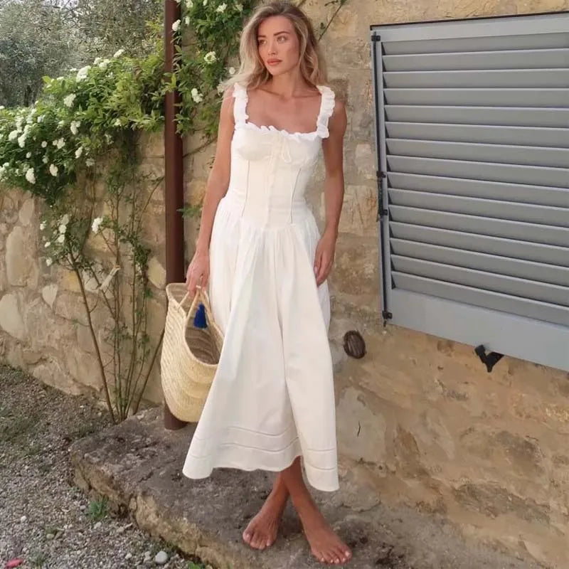 White Corset Midi Dress