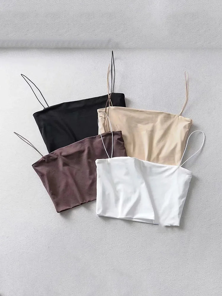 Women's Elastic Cotton Camis Crop Top