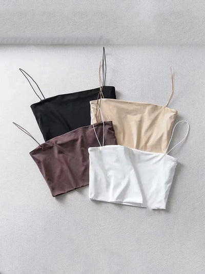 Women's Elastic Cotton Camis Crop Top
