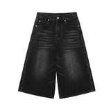 Black Plus Size Wide Leg Jorts