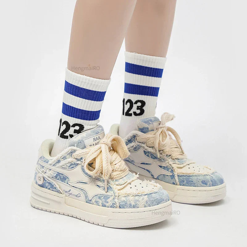 Retro Y2K Star Women's Skater Sneakers