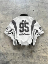 Oversized V-Ausschnitt Retro-Shirt