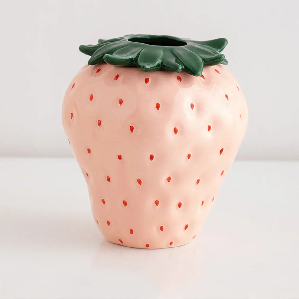 Vintage Strawberry Ceramic Vase
