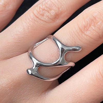 Vintage Silber Irregulär Geometrische Offene Ringe