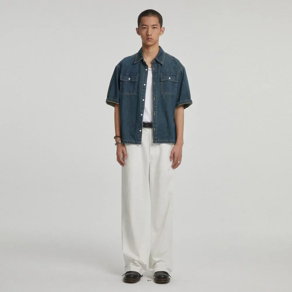 Casual Vintage Loose Fit Denim Shirt
