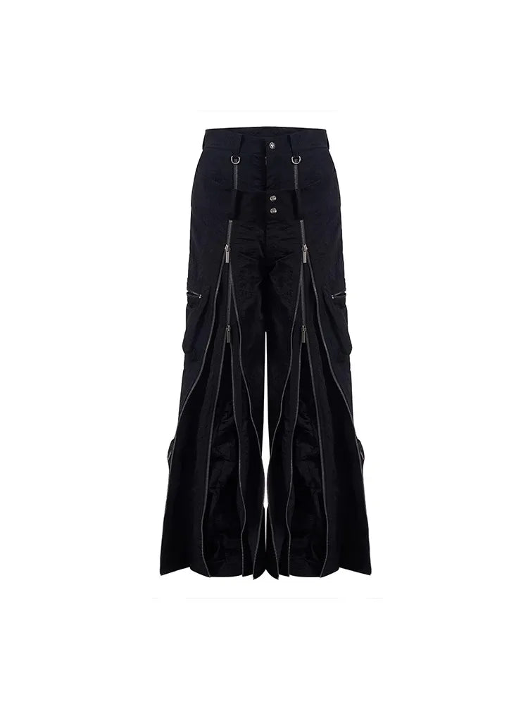 Black Baggy Wide Leg Techwear Pants