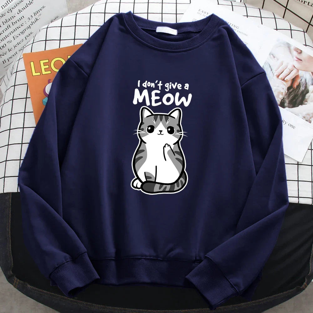 I Don't Give A Meow Cat Print Sweatshirt