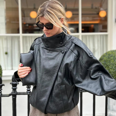 Cropped Women's Leather Jacket