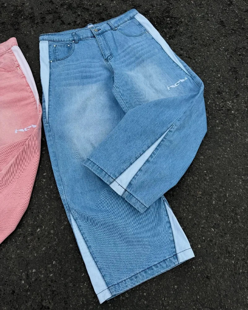 Y2K Splicing Stickerei Jeans
