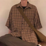 Plaid Loose Vintage Short Sleeve Shirt