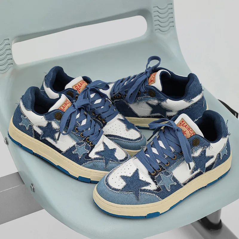 Retro Star Denim Skater Shoes