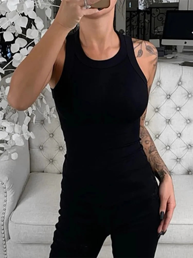 Solid Round Neck Ribbed Top