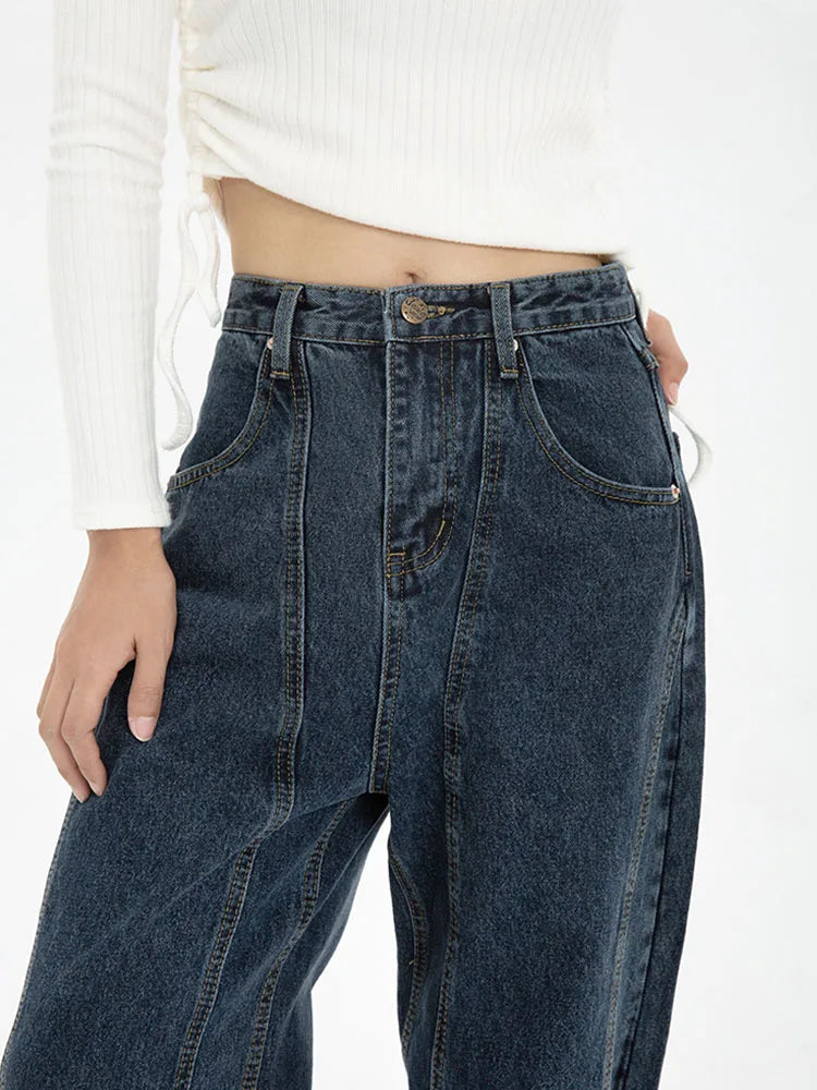 High-Waist-Jeans Dunkelblau