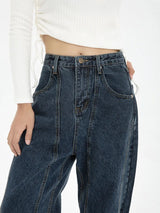 High-Waist-Jeans Dunkelblau