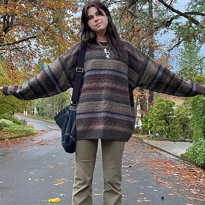 Vintage gestreifter Strickpullover