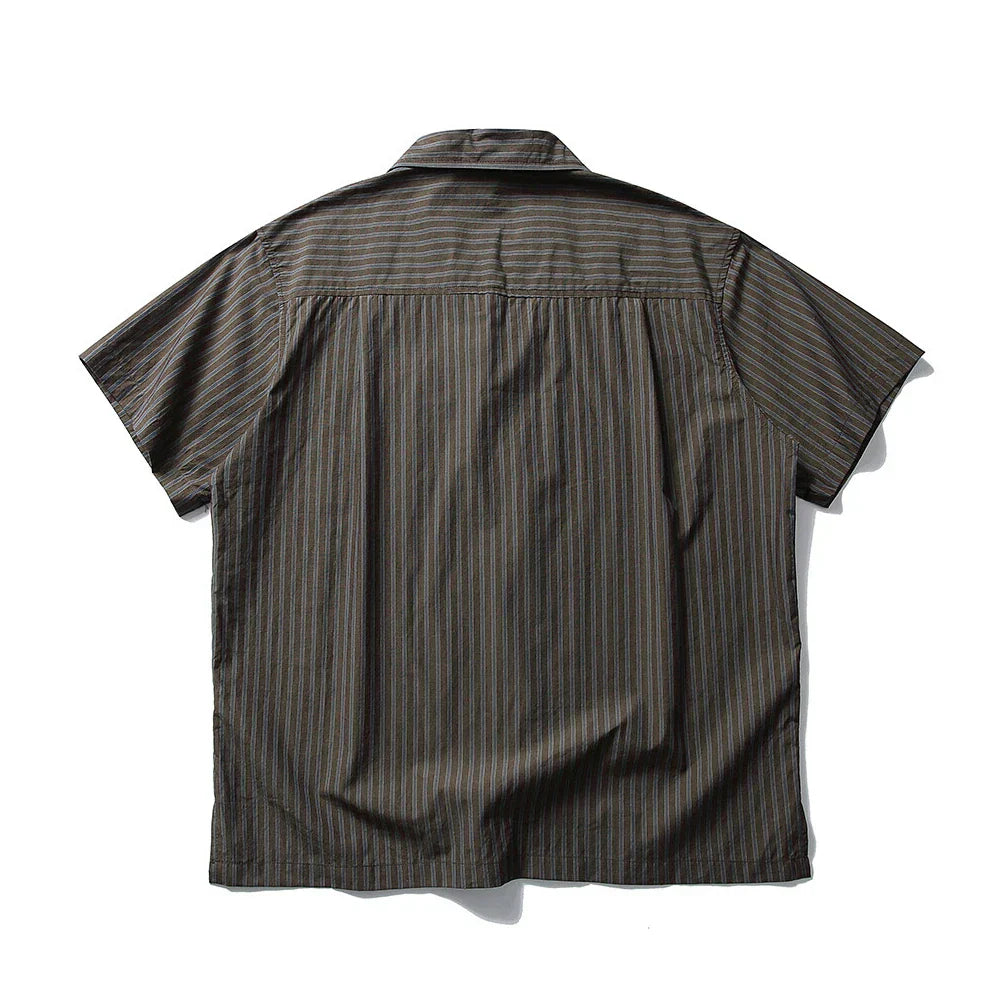 Casual Vintage Cuban Collar Stripe Shirt