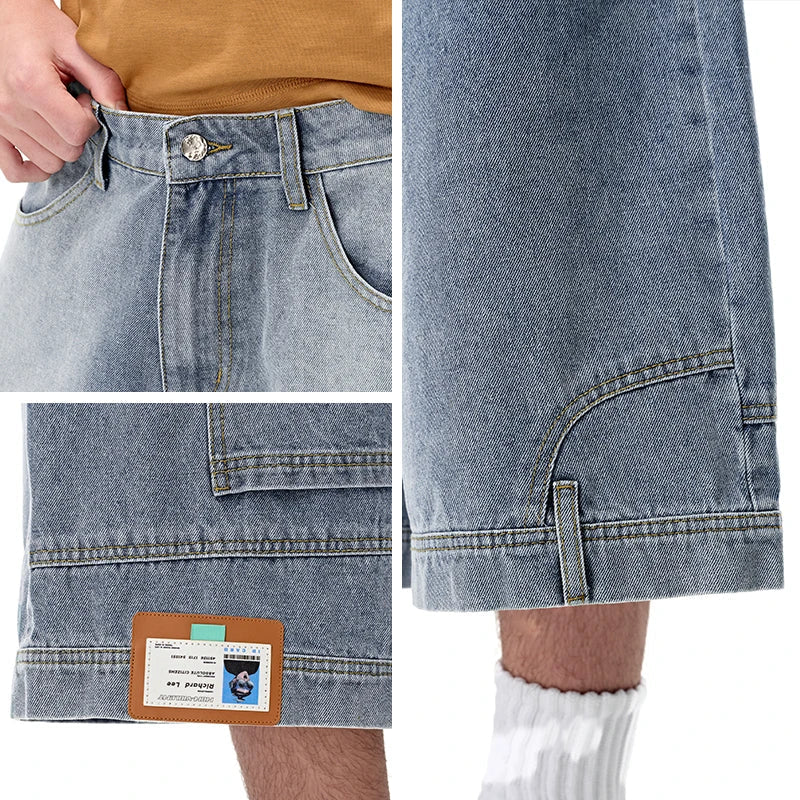 Jeans-Jorts mit geradem, weitem Bein