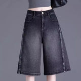 Acubi Stitched High Waist Denim Jorts
