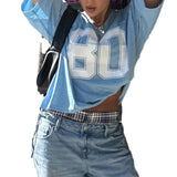 Stylish Number Print V-Neck Football T-Shirt