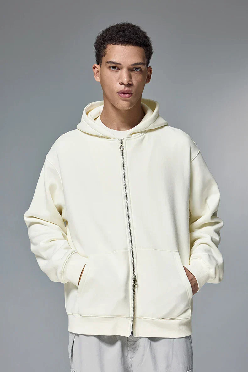 Sudadera con capucha y cremallera completa de felpa vintage