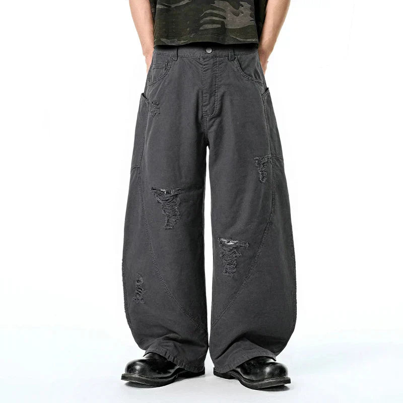 Vintage Distressed Gray Cargo Pants