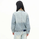 Blue Distressed Faded Blue Cowgirl Denim Jacket