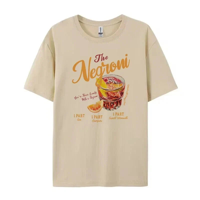 Camiseta Gráfica de Cóctel Negroni Retro Vintage