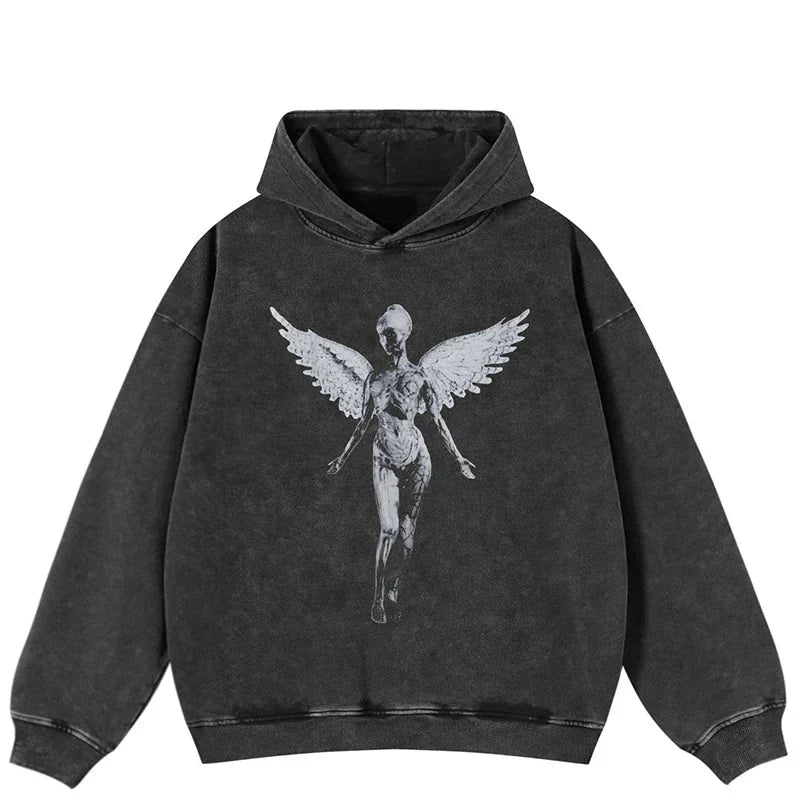 Falled Angel Statue Black Washed Shirt