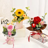 Ramo de flores de ganchillo vintage con flores de rosa