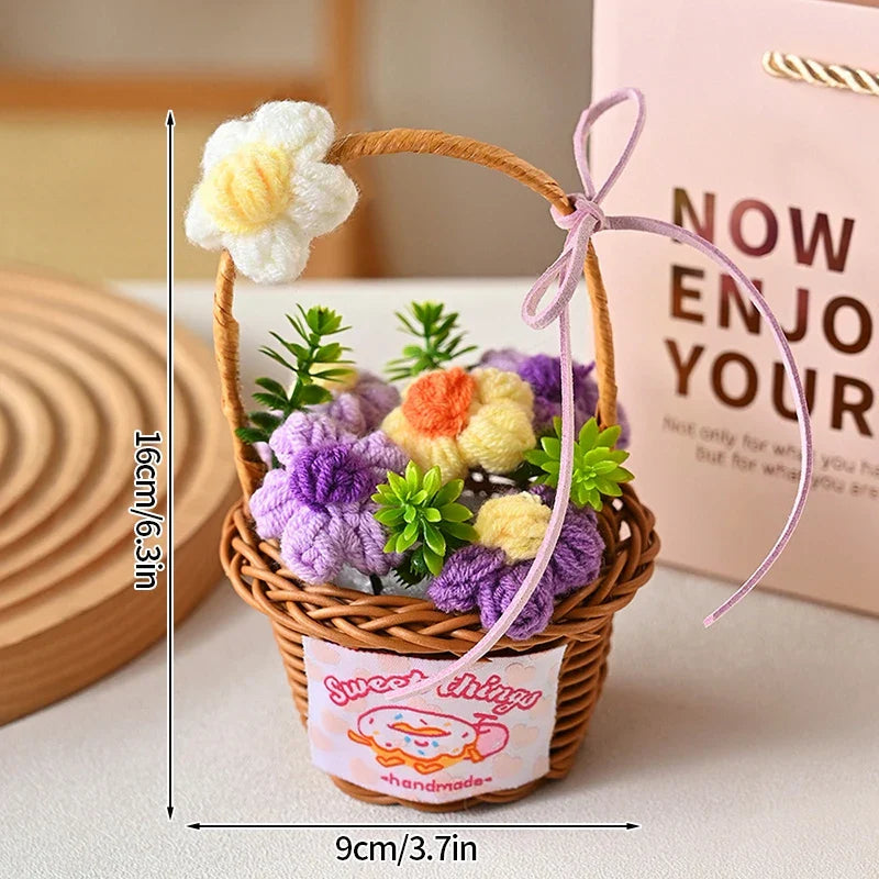 Ramo de flores de ganchillo vintage con flores de rosa