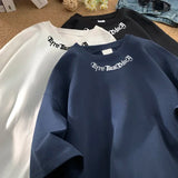 Oversized Letter Embroidery Cotton T-Shirt