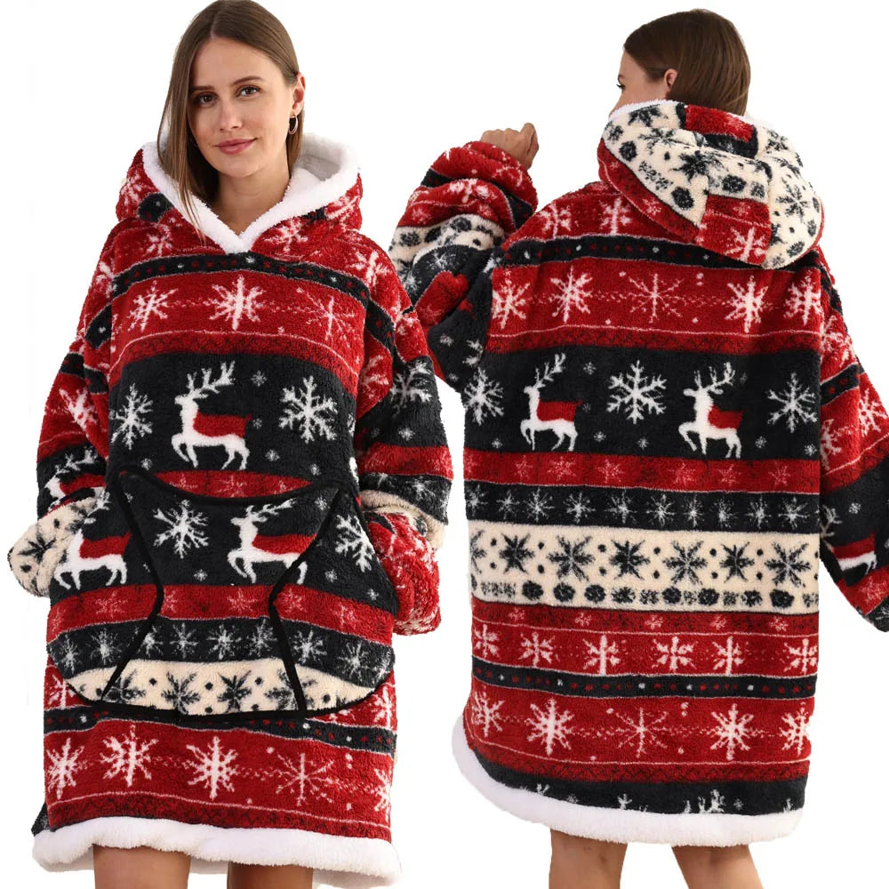 Strawberry Printed Oversized Blanket Hoodie