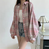 Oversized-Tartan-Jacken-T-Shirt mit Kragen