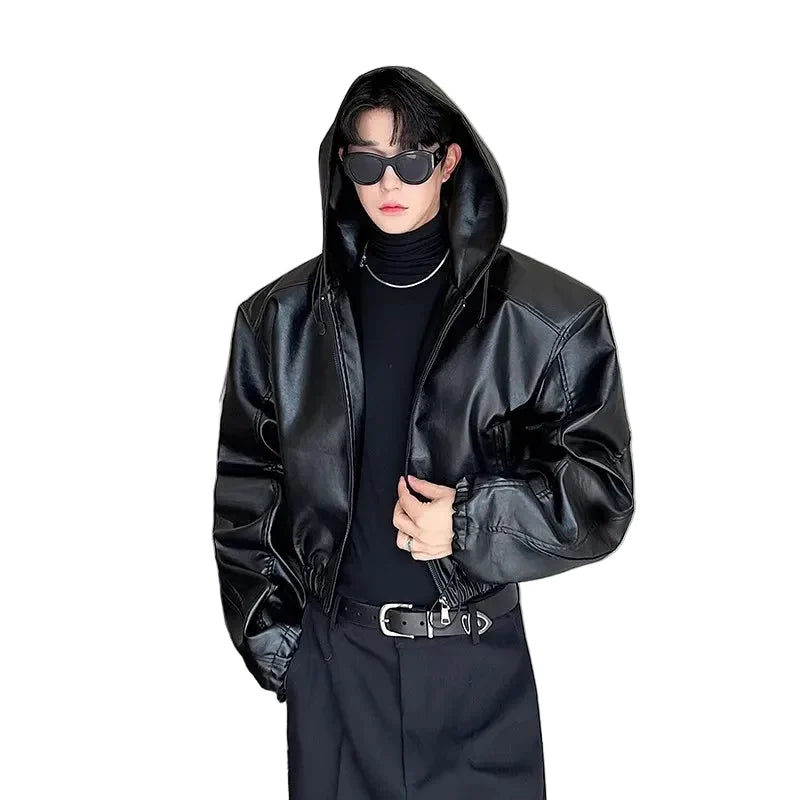 Cyberpunk Hooded PU Leather Jacket