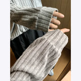 Striped Casual Long-Sleeved Oversized T-Shirt